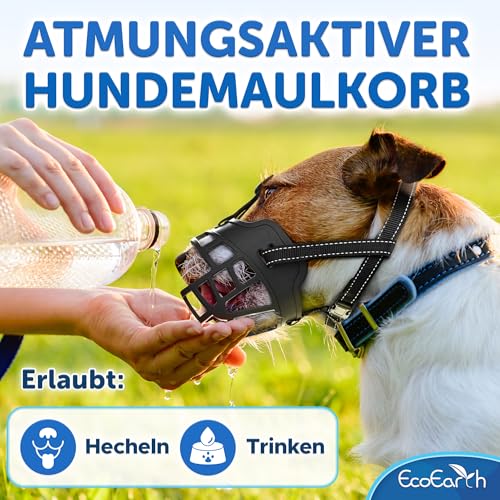 EcoEarth Hundemaulkorb - Langlebiger Korbmaulkorb für große Hunde - Extra groß, schwarz - Verstellbarer und atmungsaktiver Mundschutz zum Verhindern von Beißen und Bellen
