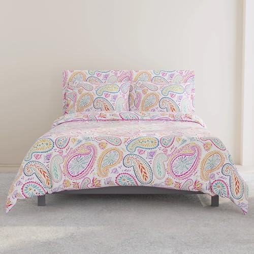 Image of QuickZip Sateen Pillowcase Standard /Queen Size (20 inch X 32 inch), Set of 2, 100% Cotton Pillow Covers with Envelope Closure, Paisley