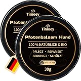 Tinioey Pfotenbalsam Hund 30g x 2 - heilt, repariert und regeneriert trockene, rissige & beschädigte Pfoten, Pfotenpflege Pfotenschutz Hund, Hundepfoten Balsam, Hundezubehör, Hunde Geschenke