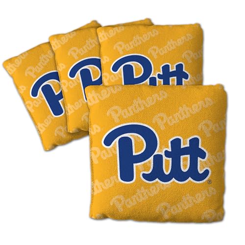 YouTheFan Officially-Licensed NCAA Pittsburgh Panthers Set of 4 Cornhole Bags - All Weather Regulation 6” x 6” Size - 16oz Weight - Designed in USA