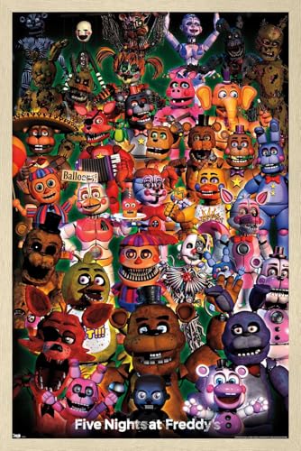 Five Nights at Freddy's - Ultimate Group Wall Poster, 34L" x 22.4W", Blonde Framed Version