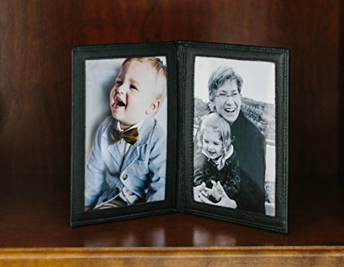 Karandu Double 4X6 Portrait Leather Picture Frame - Black #TOP1