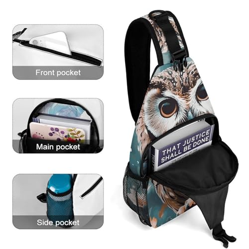 Mochila bandolera tipo sling búho para senderismo y viaje miniatura 4