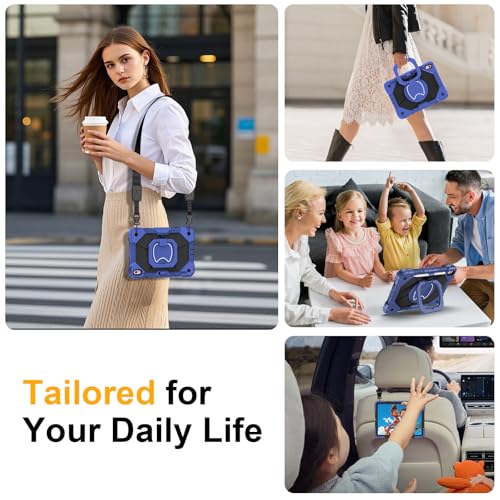 Image of Case for iPad A16 11th /10th Generation 11 inch /10.9 inch 2025 /2022, Ubearkk for iPad a16 case with Screen Protector, 360 Degree Rotating Stand Shoulder Strap Pencil Holder, Navy Black