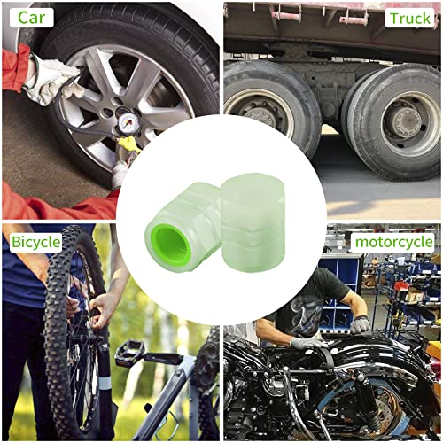 Bjsia 4Pcs Noctilucous Tire Valve Stem Caps, Illuminated Auto Car Wheel Valve Stem Caps Cover, Tire Valve Stem Caps For Car, Car Accessories Universal For Car, Motorcycles, Suv, Trucks, And Bike-Green #TOP4
