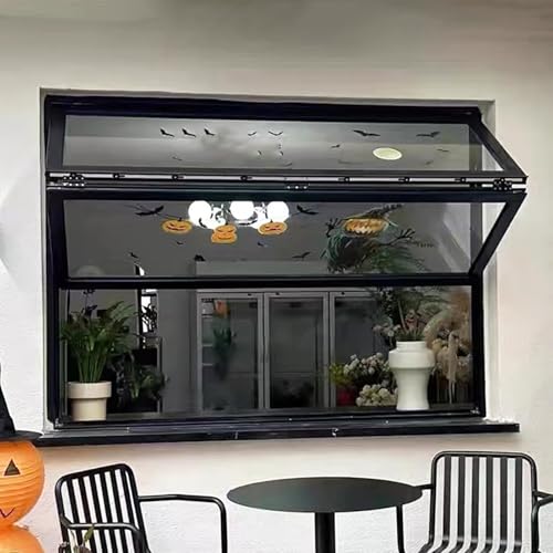 Ventanas Aluminio Ventanas Contra Tormentas Plegables, Ventana de Guillotina Doble para Tiendas de Té con Leche/Comida Rápida/Cafeterías Universitarias/Tiendas de Bento, Ventanas Corredizas(Black,36x2