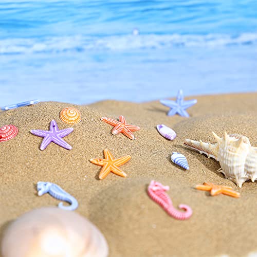 Tendycoco Mini Beach Seashells Sea Star Seahorse Natural Conch For Home Decorations Beach Theme Party Wedding Diy Crafts Fish Tank Vase Fillers Bonsai Decor 48Pcs #TOP3