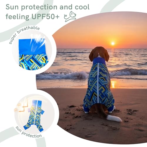 Image of Dog Anxiety Relief Pajamas, Dog Sun Protection UV Shirt for Medium Small Large Dogs, Breathable UPF 50+ Pet Clothes for Outdoor, Travel, Beach Gear