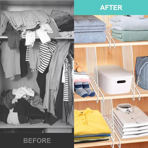 LQQBOX Shelf Dividers for Closet Organization, 8 Pack Metal Closet Shelf Dividers, Closet Shelf Organizer for Wood Closet Separator - Thumbnail 5