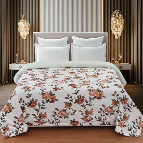 Image of Florida Floral Microfiber Comforter Set for Double Bed Soft Reversible 180 GSM AC Comforter with King Bedsheet & 2 Pillow Covers