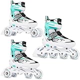 Roller Profession Taille Ajustable et modulable RAVEN   Blanc/Menthe, 35 au 38, Version 3en1