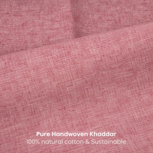 Image of Unstitched Cotton Fabric for Men and Women - Light Weight Trending Self Pattern Khadi Cotton Fabric Material (3 Meter, Light Pink)