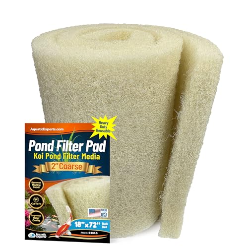 Image of Aquatic Experts Cream COARSE Pond Filter Pad - 2 inch Thick - Bulk Roll Water Garden Filter Pond Media - Made in USA (18 inch by 72 inch)