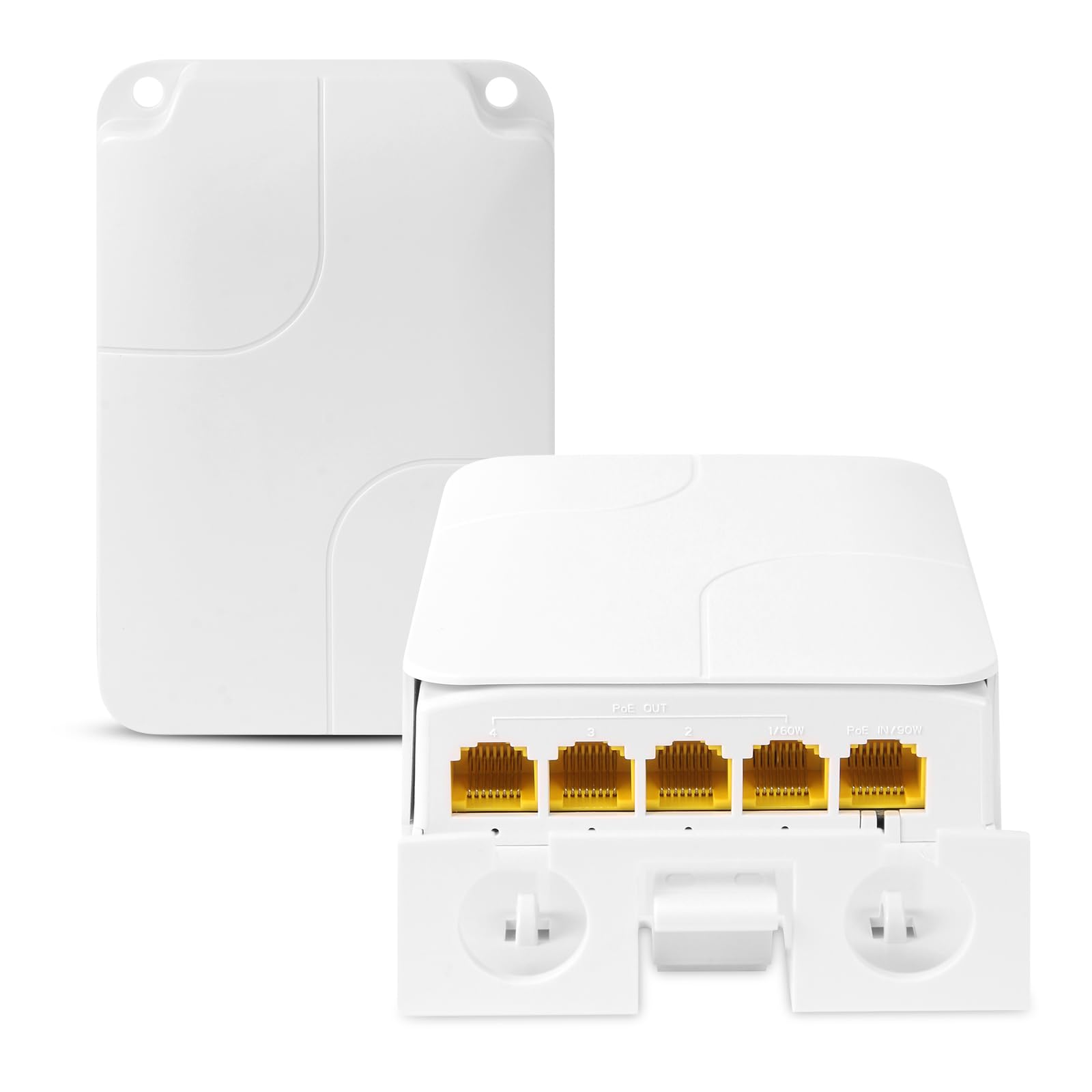 PoE Extender Gigabit, 5 Port PoE Repeater, 1 in 4 Out, 90W in 60W Out, Extends 100m, Vlan, IEEE802.3af/at/bt for IP Camera, PoE Power AP, IP Telephone, 10/100/1000Mbps, Wall Mount-image-6