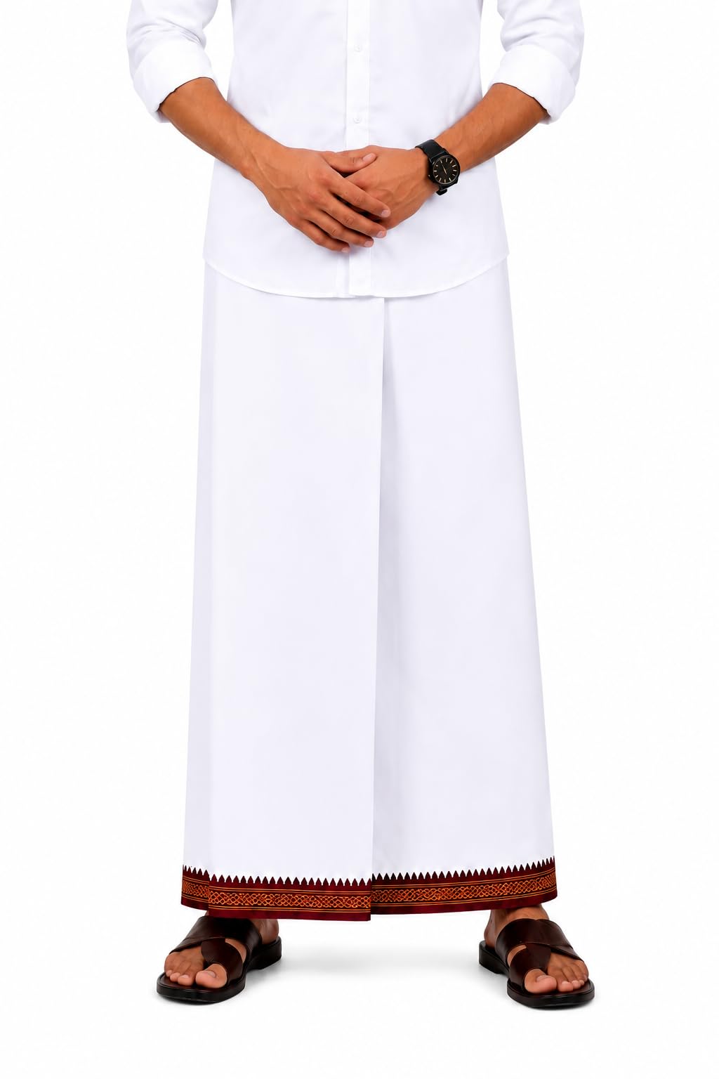 Pure Cotton White madrasi Lungi for Men, Pandit ji ke liye, Perfect for Everyday Wear, Comfortable and Stylish, Gift for Father and Same Other Pack of 1-picture-32