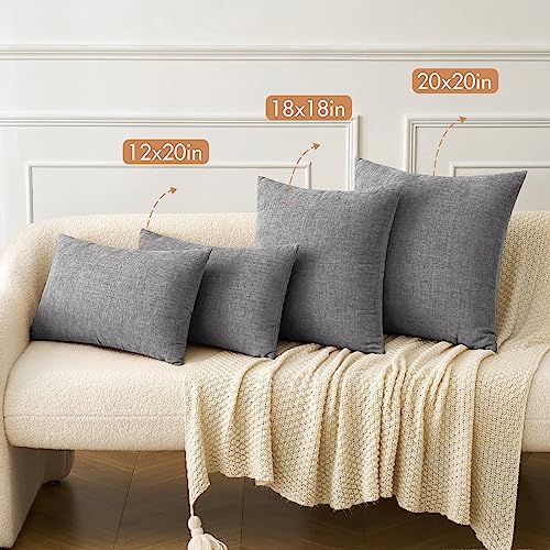 Image of MIULEE Pack of 2 Couch Throw Pillow Covers 18x18 Inch Soft Dark Gray Chenille Pillow Covers for Sofa Living Room Solid Dyed Pillow Cases