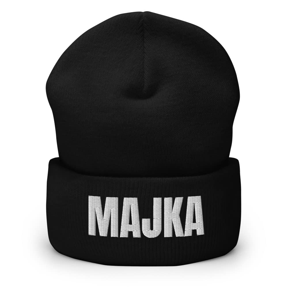Majka Mother's Day in Bosnian Beanies for Women Cap for Moms - Mother Mom in Bosnian Gift for Mothers Day Beanies for Mom Black