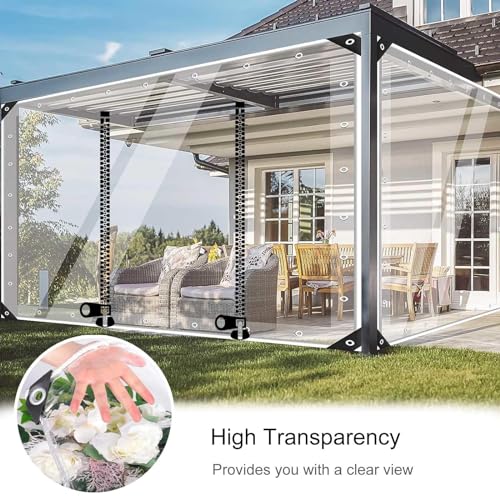 Rideaux en bâche transparente imperméables pour protéger votre terrasse du vent - 6