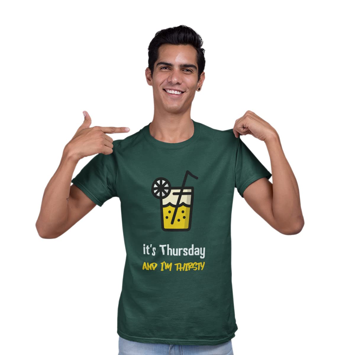 Gracieux ModaMen's Printed Regular Fit Casual Half Sleeve T-Shirt - Weekend - Green