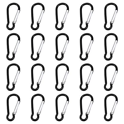 SIMUR 20 Pcs Mousqueton Porte Clé, Mousqueton en Acier Mousqueton De Sécurité Mousquetons De Verrouillage pour La Maison, Le Camping-Car, La Randonnée, (Innaproprié pour la Pratique de l'escalade!) Cover