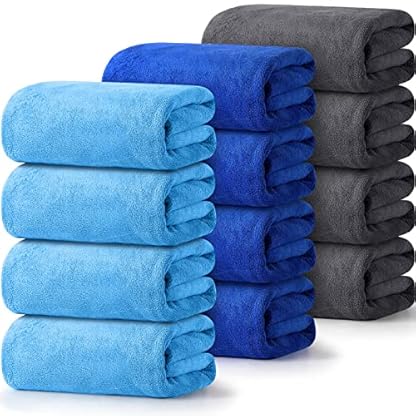Großes Badetuch, 68,6 x 139,7 cm, 390 g/m², Mikrofaser-Badetücher, schnell trocknend, sehr saugfähig, Badetuch für Bad, Spa, Fitness, Sport, Yoga und Reisen (Ziegelgrau, Hellblau, Königsblau)