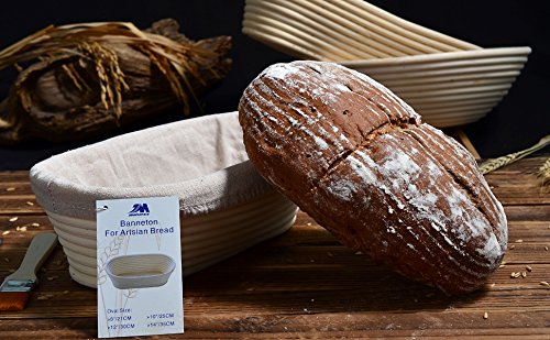 M Jingmei Banneton Proofing Basket 8" Oval Banneton Brotform For Bread And Dough [Free Brush] Proofing Rising Rattan Bowl + Free Liner (500G Dough) #TOP7