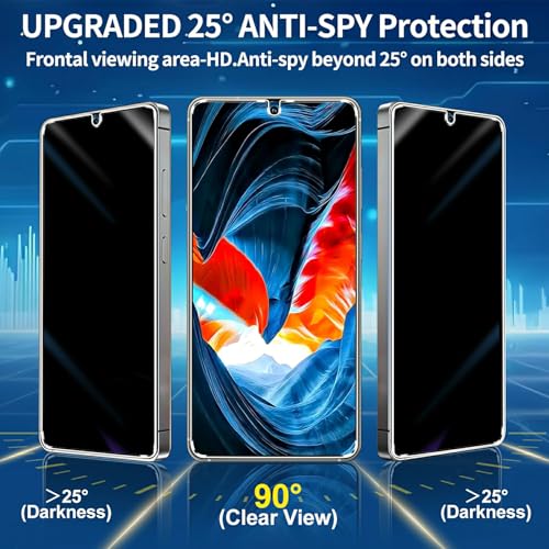 Image of 3 Pack Privacy Screen Protector for Samsung Galaxy s25 ultra Tempered Glass + 2 Pack Camera Lens Protector, True 25Anti Spy, Military Grade Shatterproof, 9H+ Hardness, Auto Alignment Frame 6.9 inch