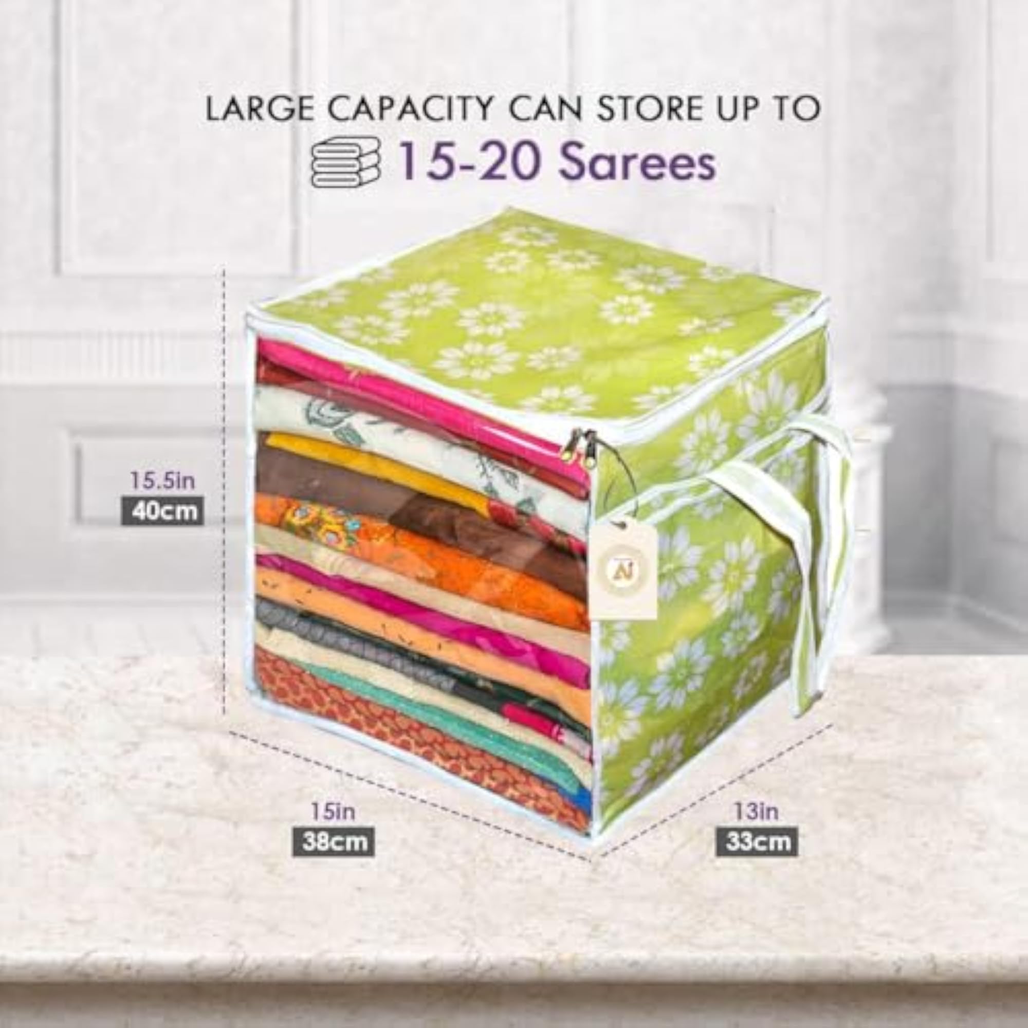 Saree Storage Bag Wardrobe Organizer Box, Pack of 5