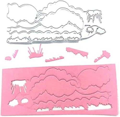 Miniatura 5 de Metal A Row of Houses - Troqueles de corte de pueblo, troquelados de hierba molida para plantillas en relieve para tarjetas de álbumes de recortes y