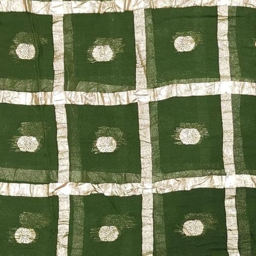 Image of Women's Pure Viscose Georgette Checks Zari Fabric Jaipuri Saree with Matching Blouse