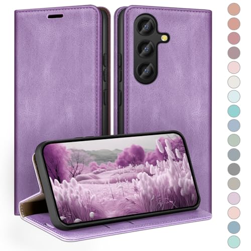 Coque pour Samsung Galaxy S23 FE 5G Lilas Violet Étui Rabat Cuir RFID