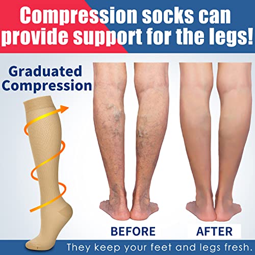 Image of Laite Hebe 4 Pairs-Compression Socks for Women&Men Circulation-Best Support for Nurses,Running,Athletic