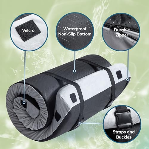 EGO Roll up Single Small Mattress Memory Foam CertiPUR-US Certified, Roll Up Floor Mattress Mat for Camping, Car Mattress Sleeping Pad, Portable with Travel Bag