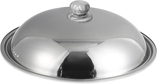 DOITOOL Cubierta universal de 14.2 in para sartenes y ollas de acero inoxidable con mango fresco, tapas de cúpula de cocina, reemplazo de tapas de