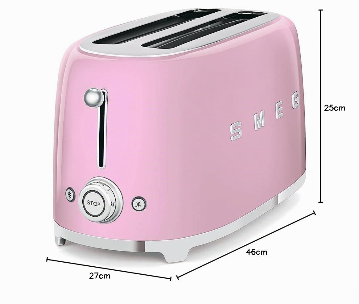 SMEG TSF02PKEU, Tostadora de 4 rebanadas 50's Style, Pastel pink