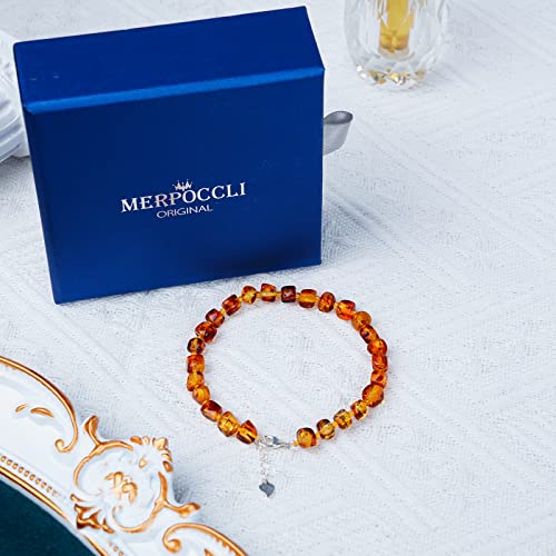 Merpoccli 6Mm Baltic Amber Bracelet Or Anklet For Women/Girls, 925 Silver, 100% Polished Certified Natural Amber Gemstone, Handmade In Poland Natural Jewelry #TOP1