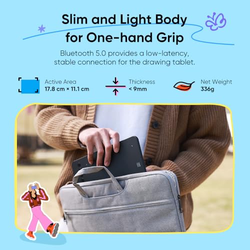 Image of XPPen Deco mini7W V2 Wireless Drawing Tablet, 16384 Levels Pressure Digital Drawing Pad for PC, 7x4.37 Inch Art Tablet with 8 Shortcut Keys, Bluetooth 5.0, Support Windows /macOS /Android /ChromeOS /Linux
