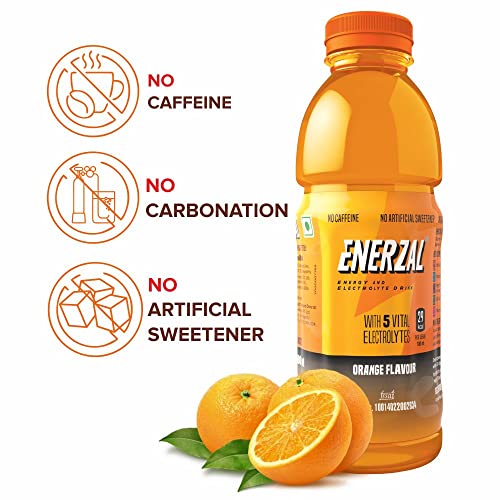 Image of Enerzal Energy Drink Orange Flavour 500ml | Instant Liquid Hydration Drink | Pack of 20 with 4 Units Complimentary