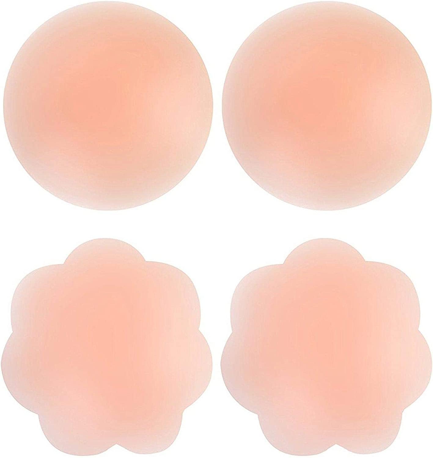 SICHER2 Pairs Invisible Nipple Covers, Nipple Concealers, Women's Reusable Adhesive Stick-on Bra Strapless Silicone Breast Pads