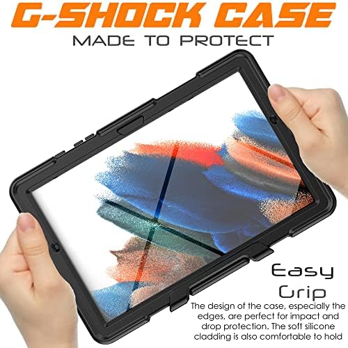 TECHGEAR G-SHOCK Case Fits Samsung Galaxy Tab A8 10.5" 2022 (SM-X200 / SM-X205) Tough Rugged HEAVY DUTY Armour Shockproof Impact Survival Case with Stand - Kids Schools Builders Workman Case - BLACK