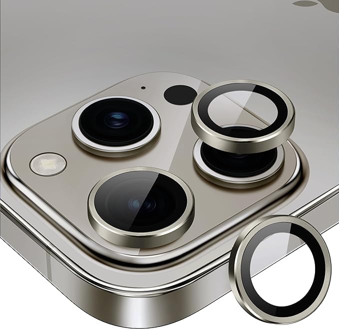 ORIBOX for iPhone 15 Pro/iPhone 15 Pro Max Camera Lens Protector Individual Metal Ring 9H Hardness Scratchproof Protector, Stylish Accessories, Case Friendly (Titanium Gray)