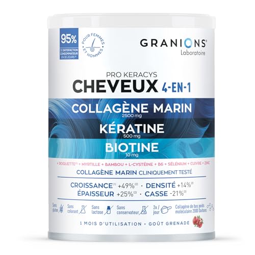 Granions Hair Supplements for Hair Growth Powder - 35,000 mcg biotin Collagen Keratin, Strength, Thickness, Loss Support for Women and Men - Collagen Peptides, Biotin 10,000, Keratin, Aminos - 10.5oz