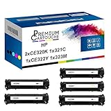  PREMIUM CARTOUCHE - Toner x5 - CE320A 128A (Noir (x2) + Cyan + Magenta + Jaune) - Compatible pour HP LaserJet Pro CM1415fn HP Laser