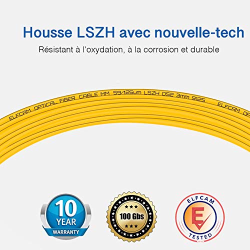 6. Bild von Elfcam® - 0,5m Glasfaserkabel LC/APC auf LC/APC Simplex Singlemode 9/125µm LSZH, FTTH LWL Patchkabel, Kompatibel mit Deutscher Telekom (0,5M) 0,5M