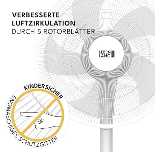 LEBENLANG Staande ventilator met afstandsbediening, 3510 m3/u & led-display & 5 modi,...