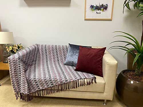 Manta Para Sofá Gigante Decorativa Protetora 2,20 X 1,40M Cor:Xadrez Vermelho/Marrom