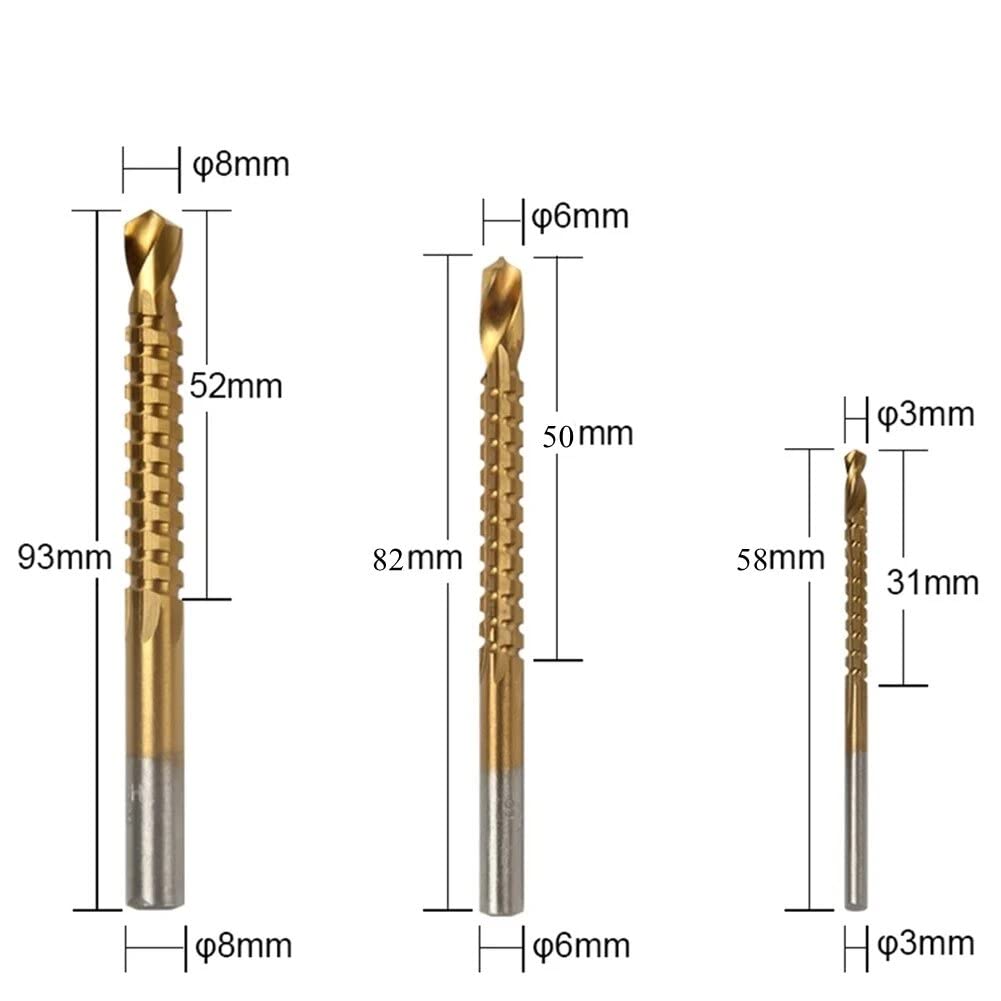 VIDOO Juego de 6 Brocas Escalonadas y Sierra Recubrimiento Titanio 4-32mm Madera