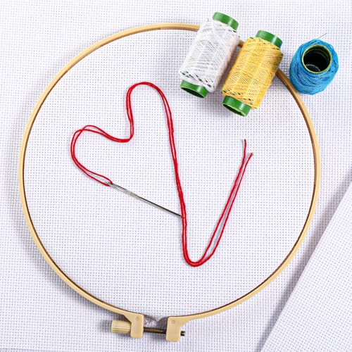 Image of 2 Pieces Cross Stitch Fabric, Aida Cloth 14 Count 19.6 x 21.6 Inch, 14 Count Aida Cloth White, Cross Stitch Fabric Classic Reserve, for Craft Embroidery, Handmade Needlework, DIY Handicrafts