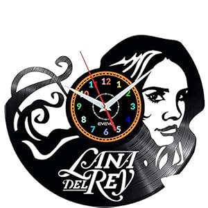 EVEVO Lana DEL Rey Wandklok Vinyl Plate Retro Klok Handgemaakt Vintage Geschenk Stijl Kamer Decoratie Leuk Geschenk…