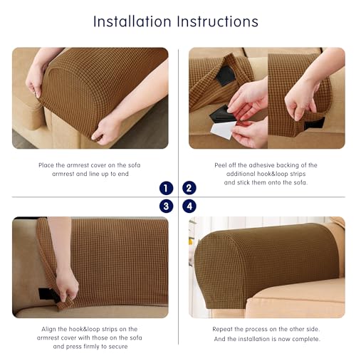 image for SUBRTEX Stretch Armrest Covers Anti-Slip Upgraded Spandex Arm Covers f